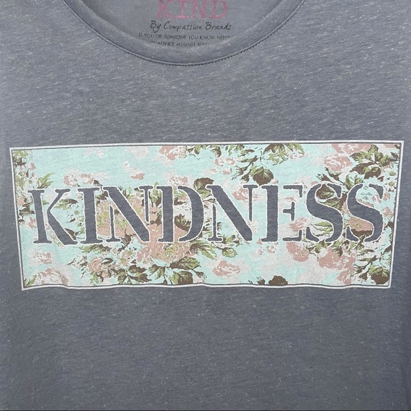 Kindness Spellout Floral Gray Tank top Size Small - Picture 3 of 5